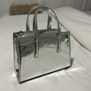 Silver chrome Mini Tote Handbag - Women's Bag